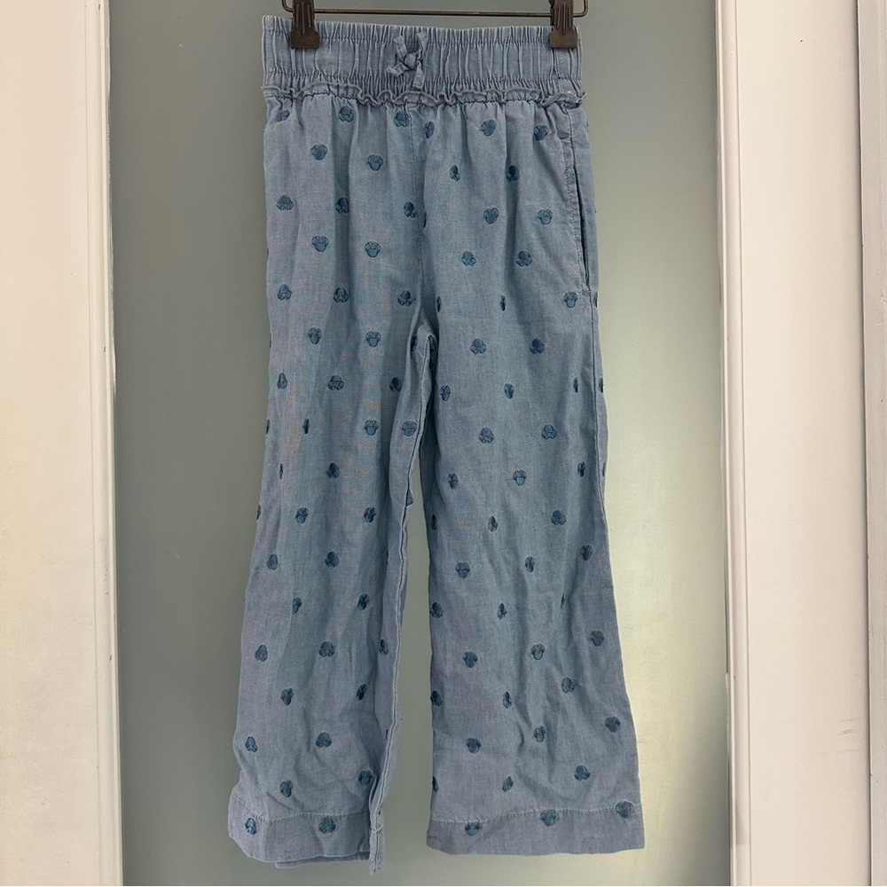 NWOT Disney Parks Blue “denim-like” Minnie Mouse embroidered Pants